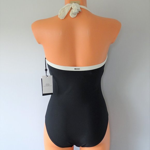 DKNY NWT 1 Piece Color Block Black Swimsuit - Picture 3 of 4